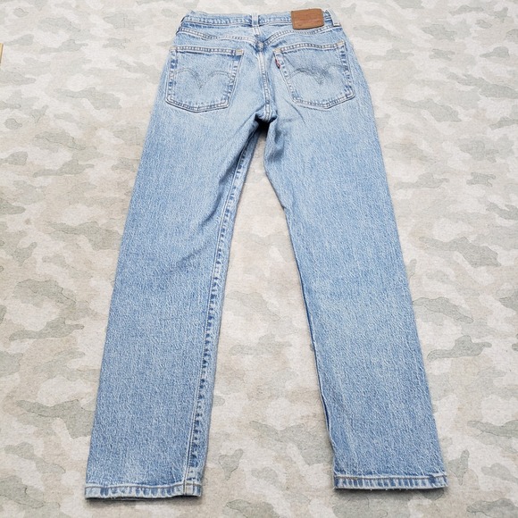 Levi's 501 Jeans Womens 25x28 Blue Premium Button Fly Straight Leg Denim - Picture 8 of 11